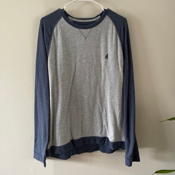 Johnnie-O Mens XL Raglan Sleeve Pullover Sweatshirt Blue Gray Heather Crewneck - Picture 1 of 10